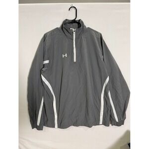 Under Armour Jacket Mens Large Gray Quarter Zip Windbreaker Pullover Loose